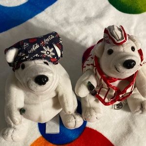 Coca Cola polar bear beany toys x2
